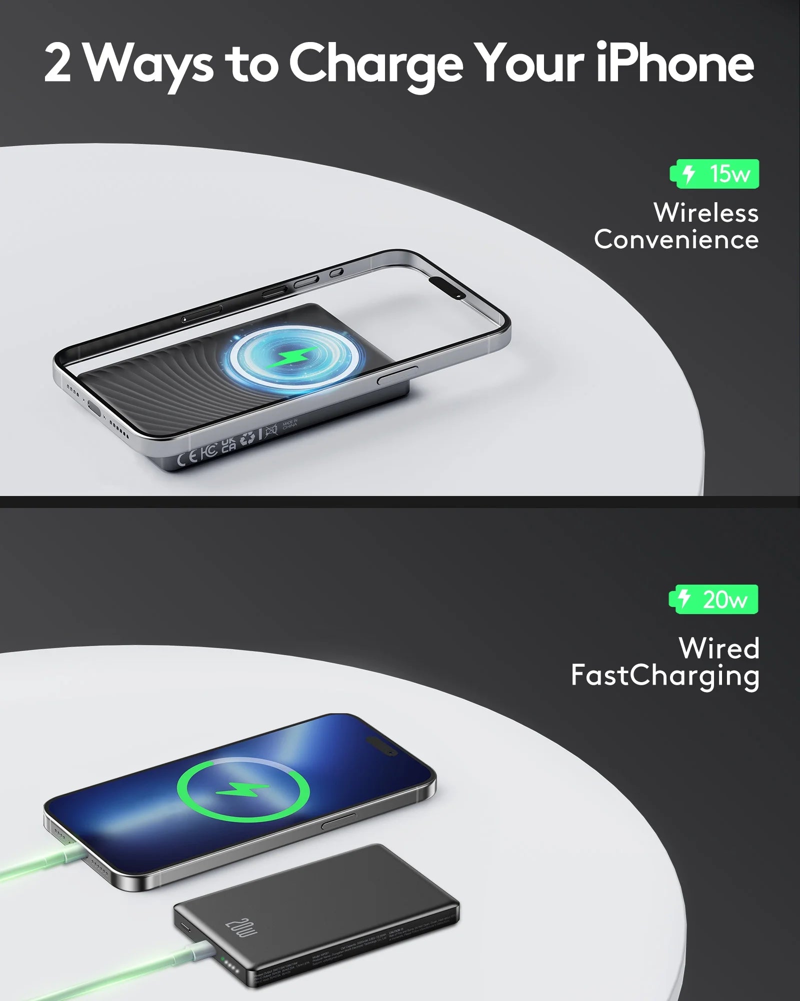 Magsafe Portable Charger, Ultra Slim 10000Mah Magnetic Power Bank, 20W PD Fast Charging Wireless Power Bank Compatible with Iphone 17/16/15/14/13 Pro Max, Black