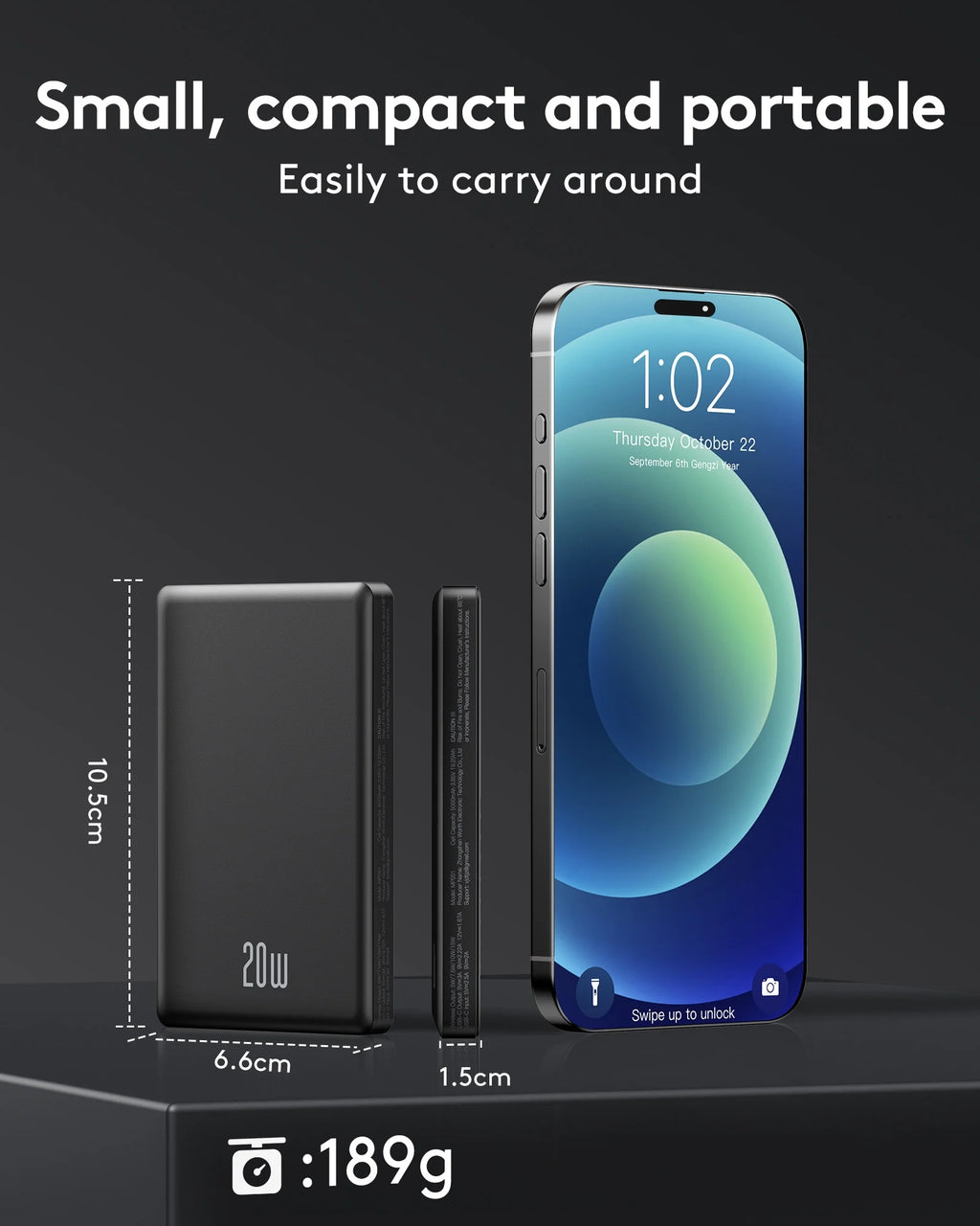 Magsafe Portable Charger, Ultra Slim 10000Mah Magnetic Power Bank, 20W PD Fast Charging Wireless Power Bank Compatible with Iphone 17/16/15/14/13 Pro Max, Black